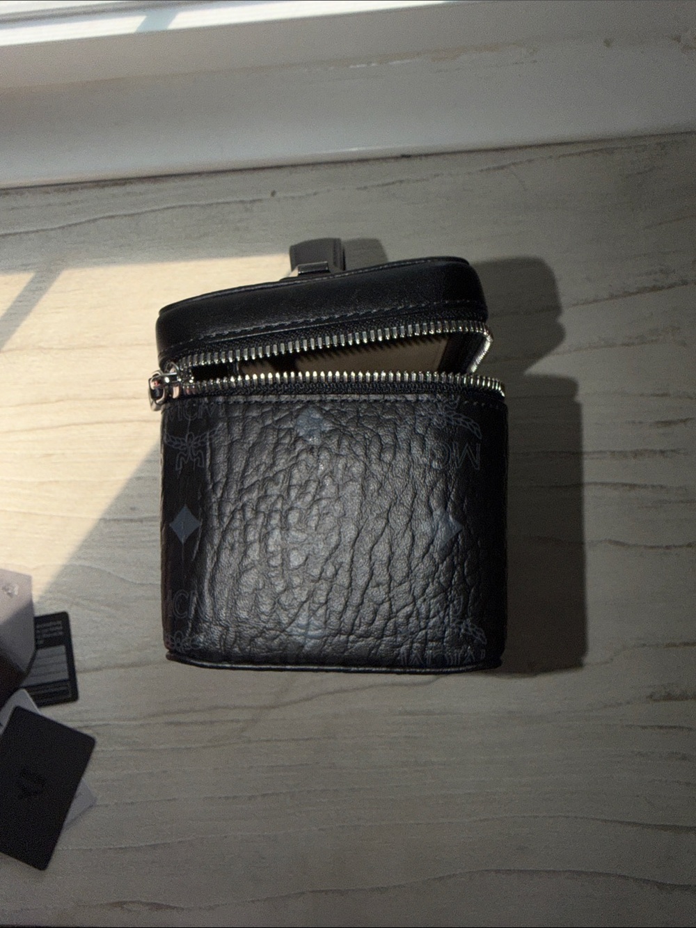 MCM Black Monogrammed Visetos Vanity Case with Silver Hardware - Picture 10 of 11